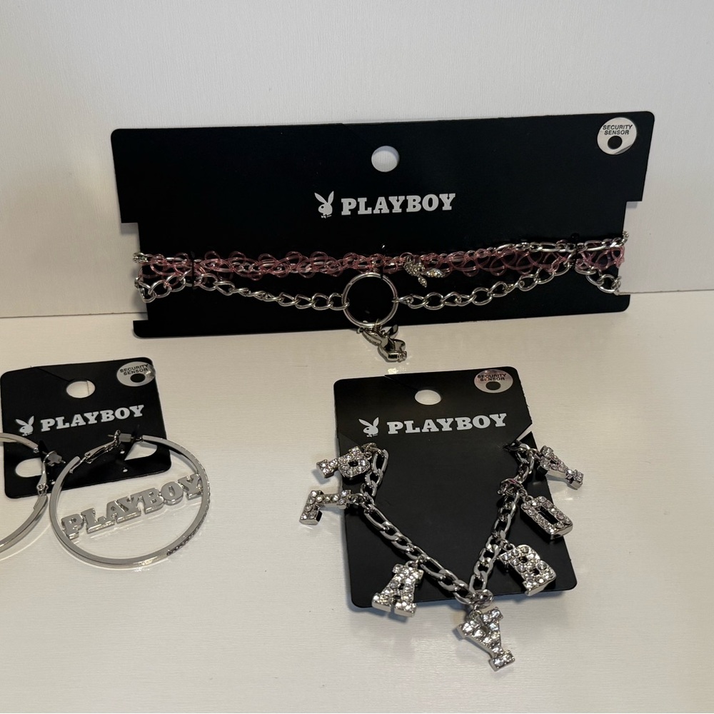 Playboy Silver and Pink Chain Set